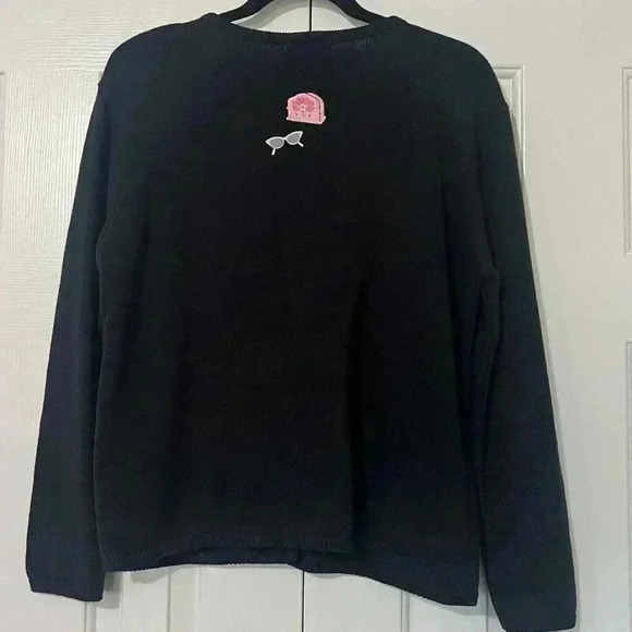 Tia Designs Womens Medium Sock Hop 1950s Embroidered Button Cardigan Sweater VTG - Picture 7 of 9